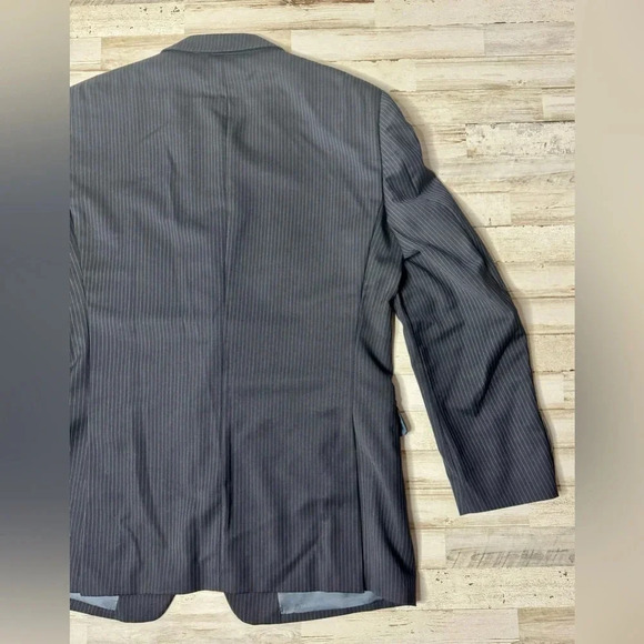 Tommy Hilfiger Jacket Black Striped 100% Wool Twill Blazer Sport Coat 44L - Picture 7 of 12